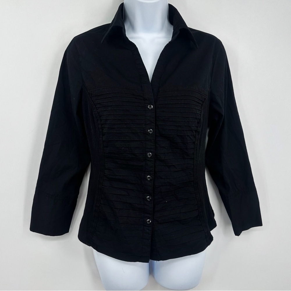 Vintage Y2K Black Button Up Shirt Size Small Goth Grunge